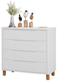 Cômoda Boom 4 Gavetas com Pés Nordic Mel - Branco