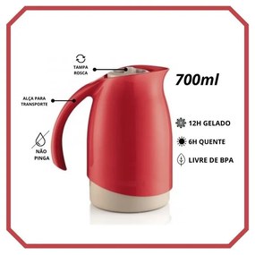 Bule Térmico Cuidar 700ml Vermelho