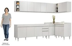 Armário de Cozinha Modulado de Canto 7 Peças CP34 Balcão sem Tampo Bra