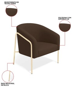 Poltrona Sala Industrial Alta Champanhe Stella Suede D03 - D'Rossi - Marrom