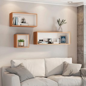 Nicho Decorativo Quadrado Freijó com Off White 33 cm - D'Rossi