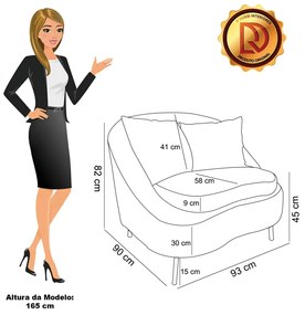 Poltrona Decorativa Orgânica Pé Ferro Dourado Zaya Bouclê C05 - D'Rossi - Mostarda