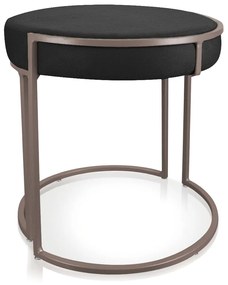 Puff Redondo Base Industrial Cobre Love Suede D03 - D'Rossi  - Preto
