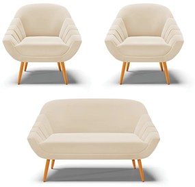 Kit 01 Namoradeira 02 Lugares e 02 Poltronas Giovana Suede Pés Palito Castanho D01 - D'Rossi
- Bege