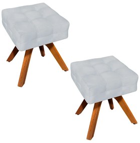 Puff Banqueta Decorativo Giratório MM30 Kit 2 Elisa Suede D03 - D'Rossi - Cinza