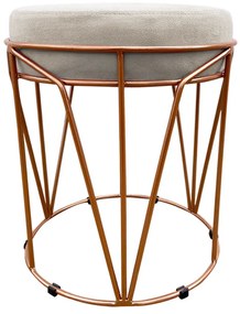 Puff Multiuso com Mesa Babu 2 em 1 Suede Bege Base Cobre - D'Rossi