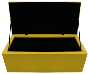 Recamier Baú Estofada Mel 90 cm Solteiro Com Capitonê  Suede Amarelo - ADJ Decor