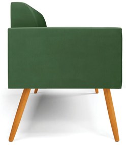 Sofá Namoradeira Pés Palito Castanho Marisa Suede Verde D03 - D'Rossi