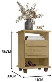 Mesa De Cabeceira 2 Gavetas Turim Cinamomo – RV Móveis