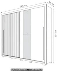 Guarda Roupa Casal 245cm 2 Portas Espelho Scipio Branco C01 - Mpozenat