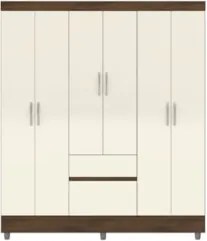 Guarda Roupa Solteiro 154cm Com 6 Portas Mayra Imbuia/Champanhe V02 -