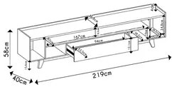 Rack Para Sala Bancada de TV 75 Pol 219cm Pés Madeira Giulia D04 Off W