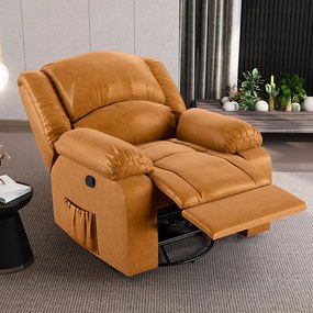 Poltrona do Papai Reclinável Sala de Cinema Madrid Glider Manual Giratória Massagem USB PU Whisky G23 - Gran Belo