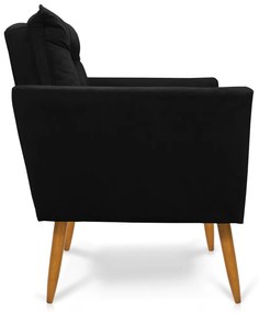 Sofá Namoradeira Tais Suede Pés Palito Castanho - D'Rossi - Preto