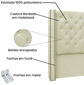 Cabeceira Cama Box Casal 140 cm Vicenza Linho S04 - D'Rossi - Dourado
