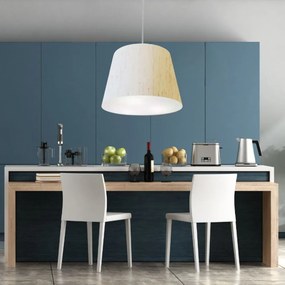 Lustre Pendente Cone Md-4155 Cúpula em Tecido 30/40x30cm Linho Bege - Bivolt