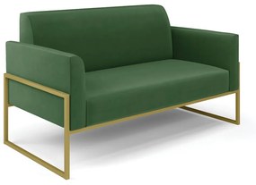 Sofá Namoradeira com Poltrona Base Industrial Alta Dourado Marisa Suede D03 - D'Rossi - Verde