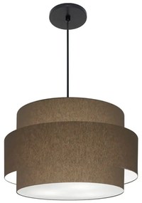 Lustre Pendente Cilíndrico Md-4384 Cúpula em Tecido Caqui Tam 50cm