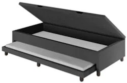 Bicama Box Baú Solteirão 96x203cm Samy S05 Sintético Preto - Mpozenato