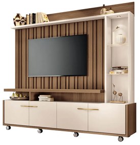 Estante de TV 60 Pol 200cm Sam H01 - D'Rossi - Castanho e Off White