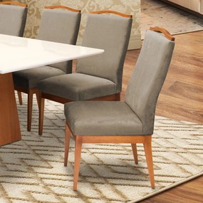 Conjunto 6 Cadeiras Decorativa Lara Veludo Cappuccino