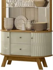 Cristaleira de Vidro Com LED Eva 90cm Z10 Cumaru/Opala - Mpozenato