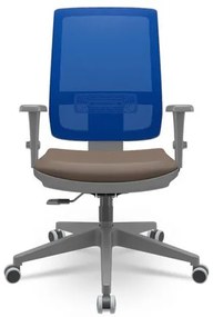 Cadeira Brizza Diretor Grafite Tela Azul Assento Vinil Marrom Base RelaxPlax Piramidal - 66337 Sun House