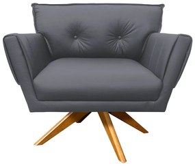 Poltrona Giratória Anitta Corino Base Madeira MA30 D03 - D'Rossi - Grafite