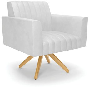 Poltrona Giratória Viena Gomada Corano Base de Madeira MA30 D03 - D'Rossi - Branco