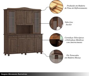 Cristaleira Madeira Maciça 8 Portas Garnet Café - G74 - Gran Belo
