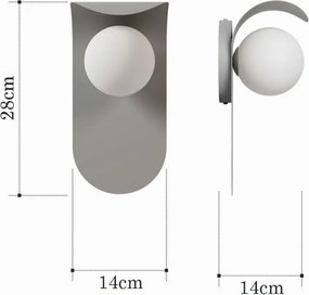 Arandela Wave 14X14X28Cm Aluminio E Globo Ø10Cm Rosca 01Xg9 - Qimporta... (CHAMPANHE)