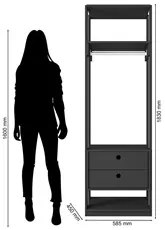 Módulo Guarda Roupa Closet Com 2 Gavetas Titan Preto Velluto - Móveis