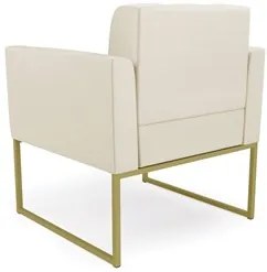 Poltrona Base Industrial Dourado Kit 2 Ana Sintético Bege - Ibiza