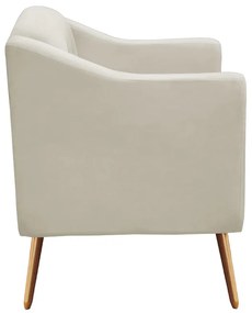 Kit Sofá Namoradeira + Poltrona Bruna Suede Bege Pé Palito