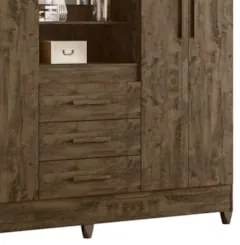 Guarda Roupa de Casal Capri 04 Portas e 03 Gavetas Castanho Wood - Mov