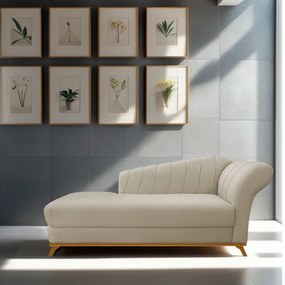 Recamier Vanessa 140cm Lado Esquerdo Suede Bege - ADJ Decor