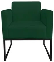 Poltrona Decorativa Base Industrial Preto Maressa S23 Suede Verde - Ib