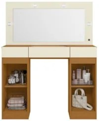 Penteadeira Camarim Com Espelho Studio Beauty A02 Off/Cinamomo - Mpoze