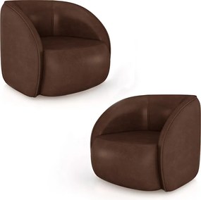 Kit 2 Poltronas Decorativas  Sala de Estar Clarke PU Marrom Manchado G45 - Gran Belo