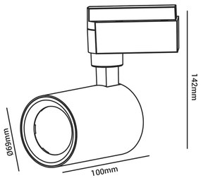 Spot Para Trilho Eletrificado 10W Led 3000K Ip20 Branco Bivolt Ø6,9X10... (Branco)