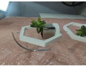 Suporte de Plantas Hexagonal Duplo Pequeno Branco Ice