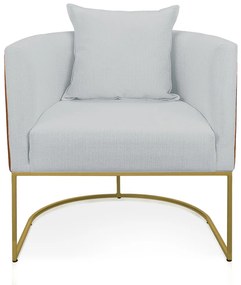 Poltrona Paola Corano Nozes com Linho Base Metálica Dourado D03 - D'Rossi - A05 Cinza Claro