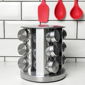 Porta-Tempero Giratório de Inox - 12 peças