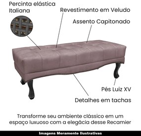 Recamier Decorativo 195cm Loewe Veludo Pés de Madeira Lilás G63 - Gran Belo