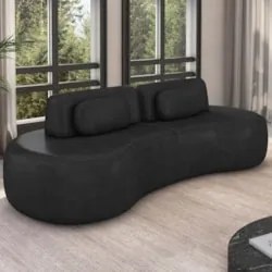 Sofá 4 Lugares 240cm Orgânico Mellanie Sintético Preto Z32 - Mpozenat