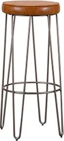Banqueta Dove Alta Corino Caramelo Base Bronze - 77207 Sun House