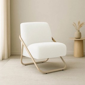 Poltrona Sala Decorativa Industrial Champanhe Martina Bouclê Off White K01 - D'Rossi