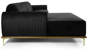 Sofá 3 Lugares Lisboa D07 com Chaise Esquerda 230cm Veludo Preto - D'Rossi