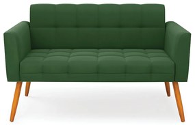 Sofá Namoradeira Elisa Suede Pés Palito Castanho - D'Rossi - Verde
