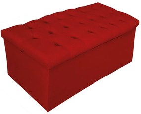 Recamier Baú Estofada Mel 90 cm Solteiro Com Capitonê Suede Vermelho - ADJ Decor